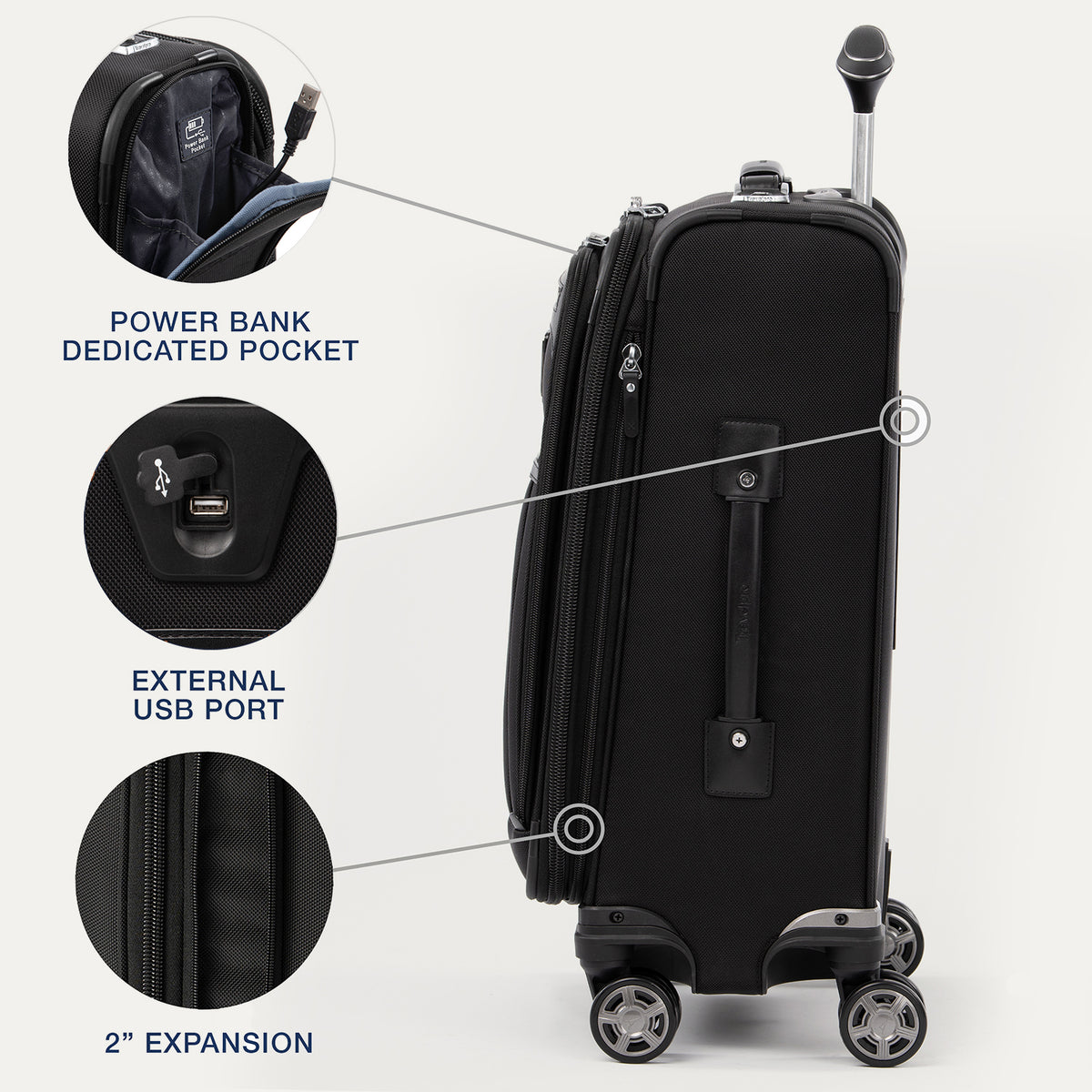 Platinum® Elite Slim utbyggbar handbagage-spinner (55 x 40 x 20 cm)