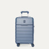 Front view of the Travelpro Platinum Reserve Compact Cabin Hardshell Spinner in Steel Blue