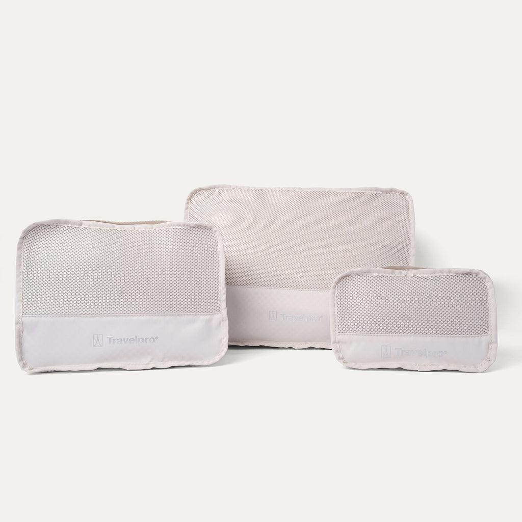 Packing cubes included with the Travelpro Platinum Reserve Medium Check-In Hardshell Spinner in Steel Blue