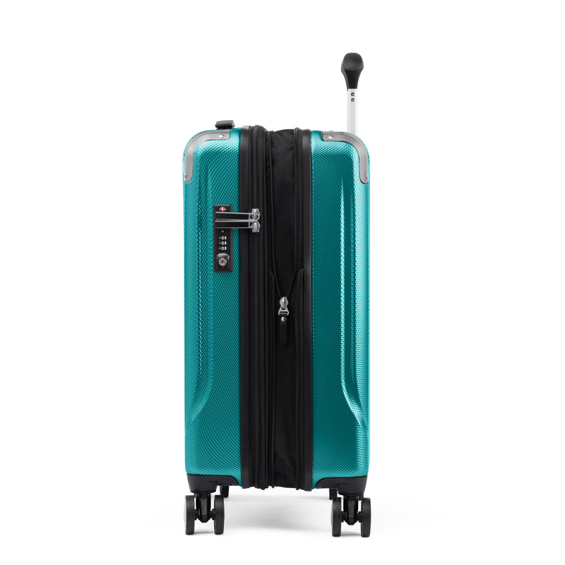 Pathways 3.0 Carry On Spinner In Teal side view showing 2cm expansion